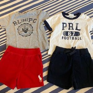 Ralph Lauren Kids T-Shirts and Shorts Set - Gray, White, Red, Black